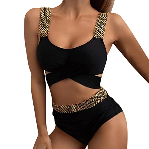 Traje de baño para lactancia materna, conjunto de bikini para mujer, traje de baño sin mangas, cintura media, cuello en V profundo, correas anchas, gancho trasero de malla, traje de baño para mujer