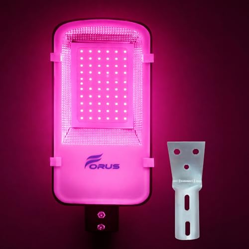 Image of Forus 40W LED Street Light with Clamp, IP66 Waterproof Outdoor LED Street Light, High Lumen 4800lm Pink, Aluminium Body for Road, Parking Lot, Garden & Industrial Outdoor Lighting (1 Pc)