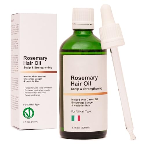 Huile de Romarin pour Cheveux | Croissance & Renforcement | Enrichie en Ricin, Jojoba, Lavande | VeganOK & 100% Naturelle | Sérum Relaxant, 100 ml