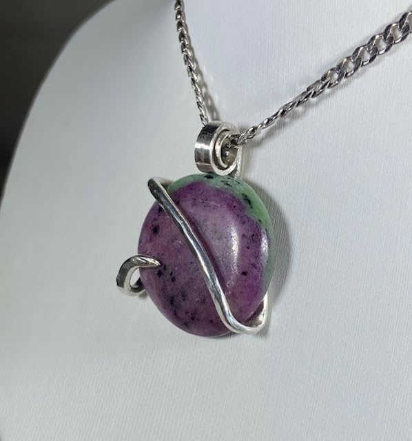 Ruby in Zoisite Pendant Necklace 925 Sterling Silver by Isabella Roth - Image 3