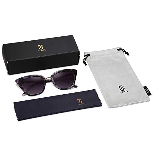 SOJOS Cat Eye Designer Sunglasses Fashion UV400 Protection Glasses SJ2052 with Grey Tortoise Frame/Gradient Grey Lens - Thumbnail 5
