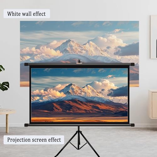 Pantalla de proyección portátil plegable con soporte, 72" 16:9, material de fibra de vidrio grueso con borde negro para mejor contraste miniatura 2