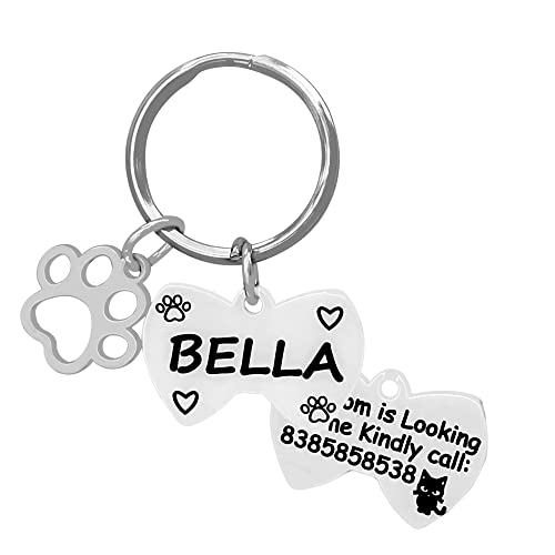 Image of Jypr Customized Product's Pet Id Tag Personalize Black Engraved Name Collar Tag For Your Loving Pet Dog, Cat, Puppy, Horse (Bow Tie Shape 2 Mm Thick)