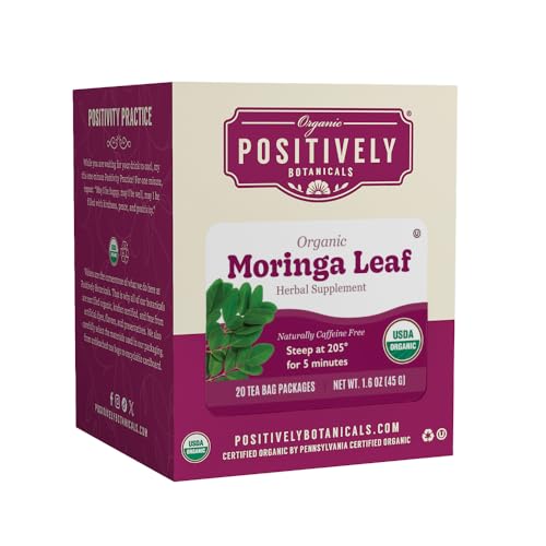 Organic Positively Botanicals Company, Moringa Leaf Herbal Tea Bags, 20 Count