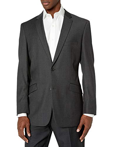 Adolfo Men's Wool and Cashmere Modern Fit Suit Jacket, Charcoal, 38 Regular