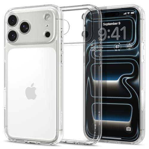 Spigen iPhone 17 Pro Max hoesje [Spigen Signature] [Anti-vergeling] Ultra hybride hoesje Transparante beschermhoes Slank dun –Crystal Clear