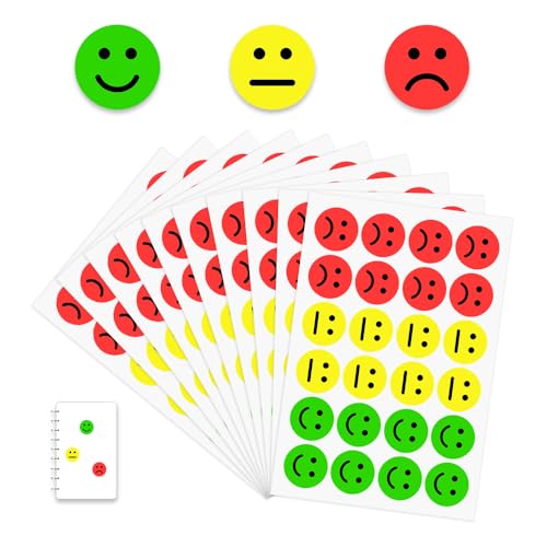 YZROHYI 1200 Pcs Autocolantes emoções emoções 2,5 cm, autocolantes de sorriso, autocolante Smiley Stickers crianças, auto-colantes recompensa, autocolantes de emoções, autocolante de estado de animo