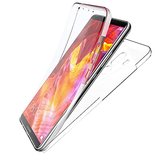 N NEWTOP Funda compatible con Huawei Mate 10 Pro, funda Crystal Case de TPU Silicona Gel PC Protección 360° Frente Retro Completo