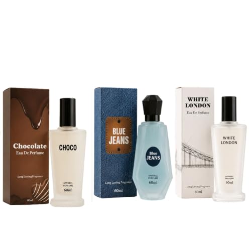 Image of Unisex Perfume Combo Pack of 3 | Chocolate, Blue Jeans & White London Eau De Parfum | Long Lasting Fragrance | 60ml Each Premium Perfume Gift Set
