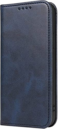 Étui portefeuille iPhone 14 en cuir bleu avec porte-cartes et béquille intégrée