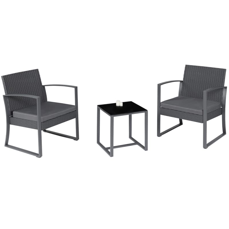 IDMarket - Salon de Jardin Bas Porto résine tressée 2 Places Gris