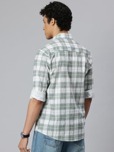 Image of Majestic Man Men's Pure Cotton Checkered Slim Fit Casual Shirt - Full Sleeve | Trendy & Comfortable