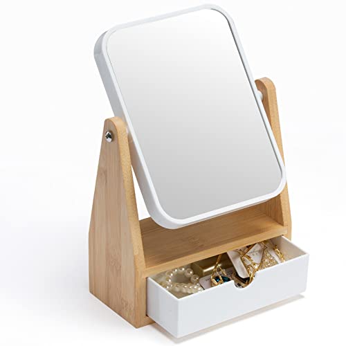 Espejo de maquillaje doble faz rectangular con storage