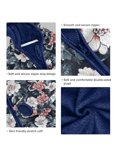 Rendering Flower Vintage Girls Fleece Jacket Girls Fall Jacket Boys Coats Zip Up Hoodie Children Sherpa Warm Outerwear 2-10T3