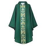 CAMDOM Gewand für katholische Priester, Kirche, zeremonielle Masse, Gewand, Grün , Einheitsgröße