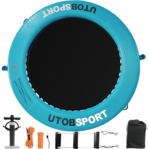 UTOBSPORT Inflatable Water Hammock Floating Dock 8x8 FT Water Floating Island Raft for Lake Boat Pool Ocean | Adults Kids Dogs, with W/Cupholder & Pump(Lake Blue/Blue)