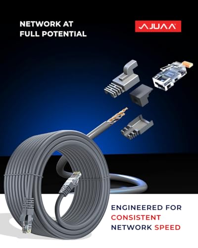 Image of JUAA CAT6 Ethernet Cable 5 Meter High Speed LAN Wire with RJ45 Connector for Stable Internet Connection on PC, Laptop, Router, Modem, Smart TV and Gaming Consoles (Grey) (500, Centimeters)