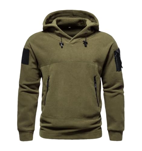 Sweat à capuche homme hiver style tactique doublé polaire