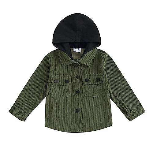 Thorn Tree Boys Fall Winter Clothes Corduroy Button Down Jacket Hooded Outerwear Little Kids Autumn Top
