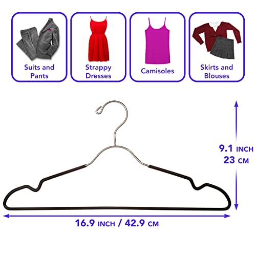 USTECH Metal Space Saving Clothes Hangers, Chrome - Image 3