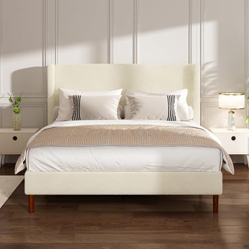 Mxhtcewz Queen Wingback Boucle Bed