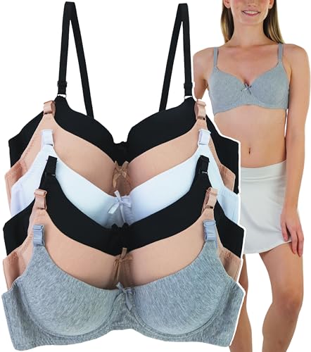 Image of ToBeInStyle Women's Pack of 6 Padded Assorted Styles Supportive Bras Cup Size - A to DDD