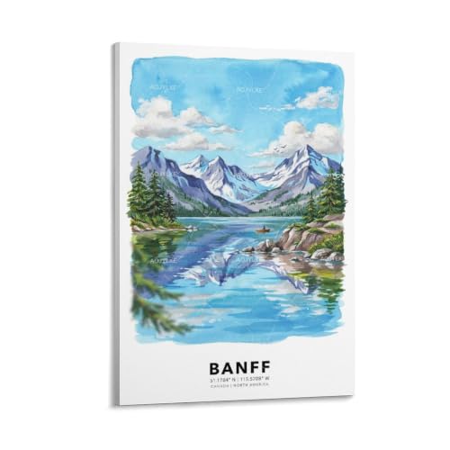 Banff poster voyage vintage tableau paysage urbain aquarelle