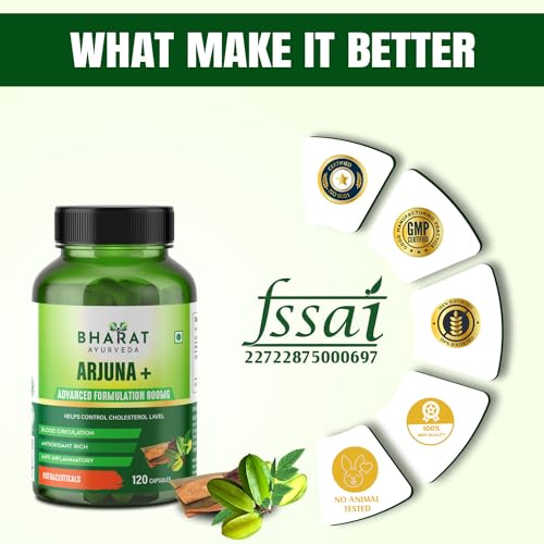 Image of ARJUNA + Helps to Maintain a Healthy Heart while Helping Keep Diabetes & Cholesterol Under Check, 120 CAPSULE-800MG