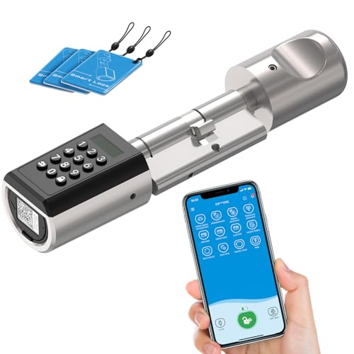RUILON Serratura Combinazione Smart, Serratura Domestica Intelligente, Impermeabilità IP65, Smart Card, Bluetooth, App, Password Sblocco, Adatta a porte di Spessore 50-100 mm