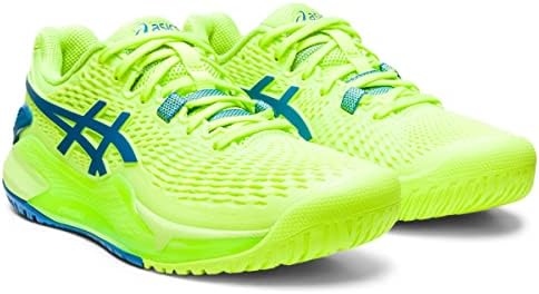 ASICS Women's Gel-Resolution 9 Tennis Shoes, 8, Hazard Green/Reborn Blue | Image 1