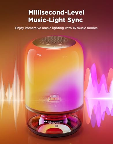 Govee Table Lamp 2 Pro x Sound by JBL, Smart Cordless Table Lamp with Speaker, Music-Light Sync, 16 Music Modes & 100+ Scene Modes, Work with Matter, DIY Customized Rechargeable Desk Lamp for Bedroom