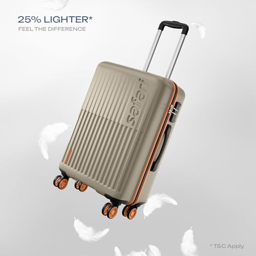 Image of Safari Astra Neo 8 Wheels Set of 3 Trolley Bags, Hard Case Polycarbonate, 360 Degree Wheeling Carry on & Check-in Luggage for Men & Women, Suitcase for Travel, Trolley Bags for Travel, Champagne