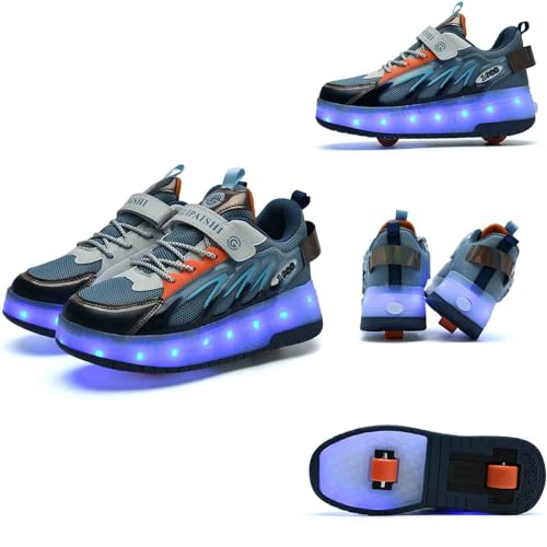 16 Modes Roller Skate Shoes with 2 Wheels and Braking Device, Sneakers for Kids Boys Girls Birthday Thanksgiving Christmas Day