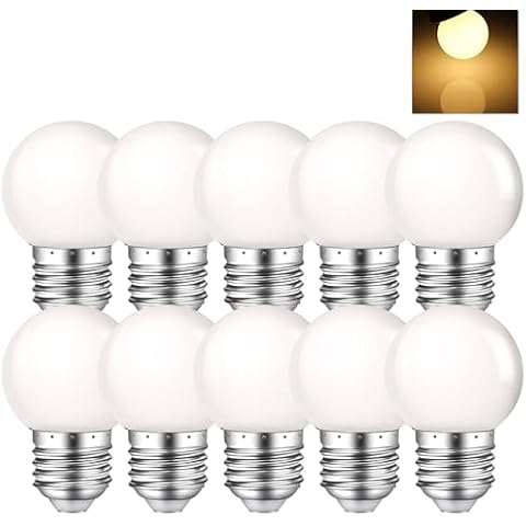 MZyoyo Small LED Night Light Bulb,1W LED Light Bulb,G14 G45 1W E26 E27 Soft White 3000K,Not Dimmable LED Energy Saving Light Bulbs 5 Watt Equivalent,for Halloween Bedroom Holiday Decoration,10 Pack Cover