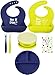 Baby Feeding Set | Silicone Bib Plates Bowls Spoons | Divided Plate Suction Bowl & Soft Spoon Aids Self Feeding | Adjustable Bib Easily Wipe Clean | Spend Less Time Cleaning Up After Toddler/Babies