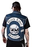 Fashion Hyped Black Label Society Skull Patches BLS Men Motorcycle Denim Vest