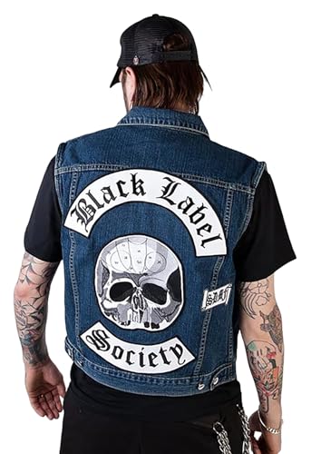 Black Label Society Skull Patches BLS Men Motorcycle Denim Vest
