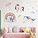 SELIEM Unicorn Wall Decals, Peel and Stick Unicorn Rainbow Vinyl Wall Stickers Removable Decals for Girls Bedroom Kids Room Nursery, Unicorn Wall Art Home Decorations Party Supplies