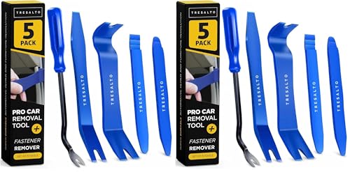 Image of Tresalto Auto Trim Removal Tool Kit - 5 Piece Set for Dash, Door Panel, Clip Remover - Scratch-Resist Nylon Pry Tools for Interior Car Trims Work - Panel Prying Tools Included - Blue (Pack of 2)
