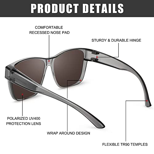 Image of Polarized Sunglasses Fit Over Glasses for Women Men | Oversized Square Sun Glasses UV400 Protection