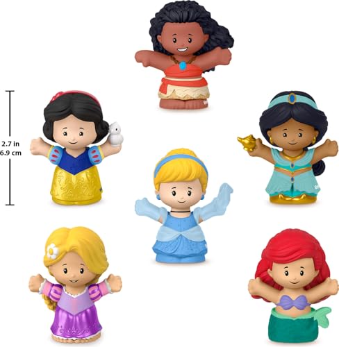 Image of Fisher-Price Little People Disney Princess, 6 Figures Ages 18+ Months | 6 characters included: Moana, Ariel, Snow White, Rapunzel, Cinderella, Jasmine, toddler-safe plastic