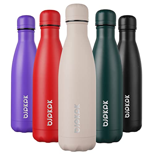 BJPKPK 17oz Insulated Stainless Steel Water Bottles,Sports Water Bottles Keep Cold for 24 Hours and Hot for 12 Hours,BPA Free for Travel,Apricot