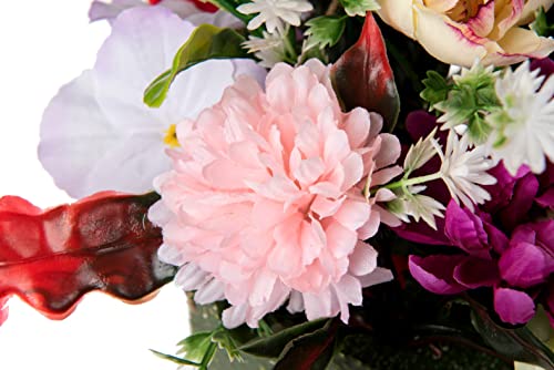 Ivydale Artificial Hanging Silk Flowers In Basket, Fully Assembled Mix Rose Peony Daisy Orchid Ivy Leaves Hanging Planter With Moss Pot Basket For Home Decoration Outdoor Indoor Garden #TOP6