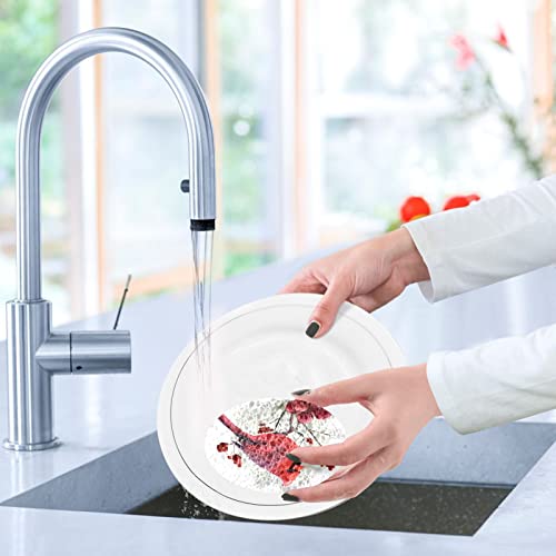 Image of Winter Bird Cardinal Kitchen Sponges Christmas Berry Cleaning Dish Sponges Non-Scratch Natural Scrub Sponge for Kitchen Bathroom Cars pack of 3