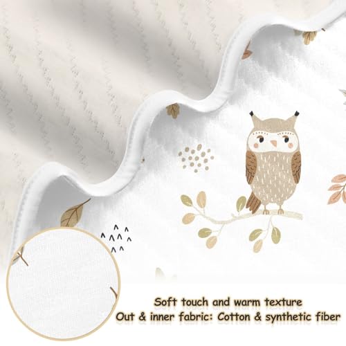 Image of Owls Autumn Leaves Baby Swaddle Blanket for Boys and Girls, Muslin Baby Receiving Swaddle Blanket, Soft Cotton Nursery Swaddling Blankets for Newborn Toddler Infant