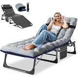 Obqer Tumbonas plegables, cama de camping con bolsillos acolchados