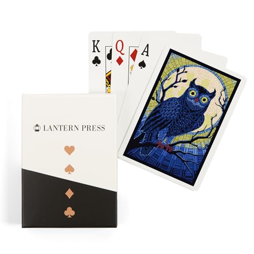 Lantern Press Búho, Mosaico de Papel, 52 Cartas Póker