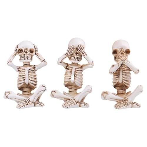 La Mejor Recopilación de Set Halloween al mejor precio. 40 Genérico Set de 3 Esqueletos Decorativos No Ver, No Oír, No Hablar, 8 cm, Resina Blanca, para Halloween y Escritorio