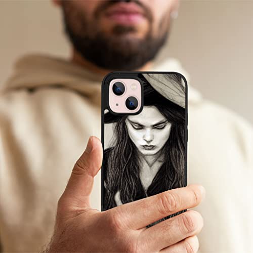 Black And White Picture Of A Mysterious Witch Iphone 13 Mini Case - Witch Hat Phone Case For Iphone 13 Mini - Creative Iphone 13 Mini Case #TOP3