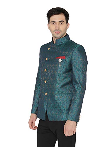 WINTAGE Men's Banarsi Rayon Cotton Casual and Festive Indian Jodhpuri Grandad Bandhgala Blazer : 4 Colors2